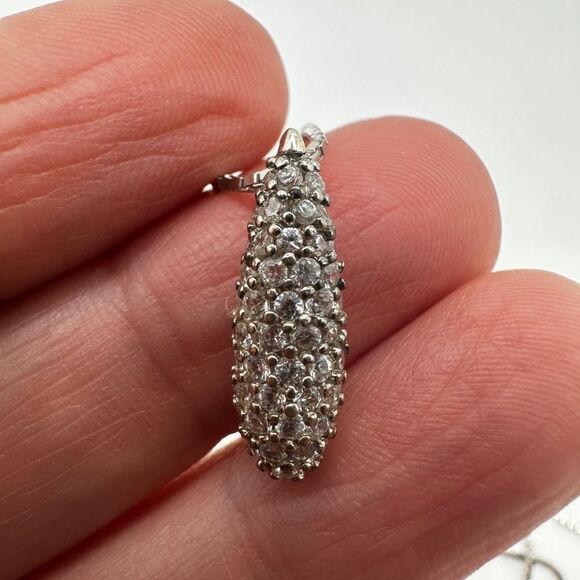 SALE! Dainty CZ drop shaped sterling silver pendant on a 20" box chain necklace! - Picture 11 of 16